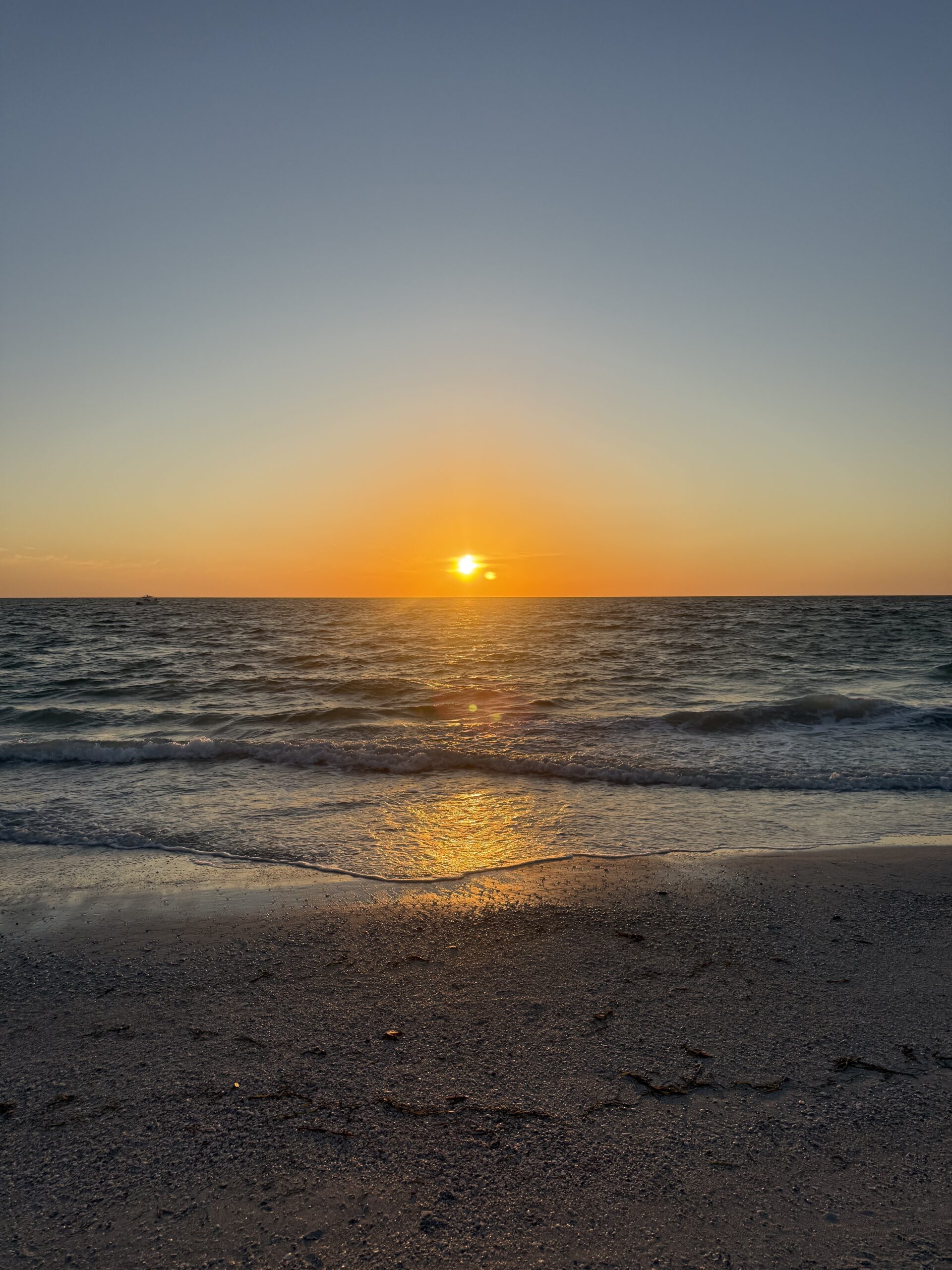 Golden sunset on Pass-A-Grille Beach in St Pete Beach Florida